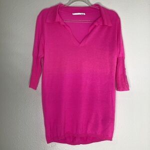 Allude Hot Pink Cashmere Sweater Lightweight Lg